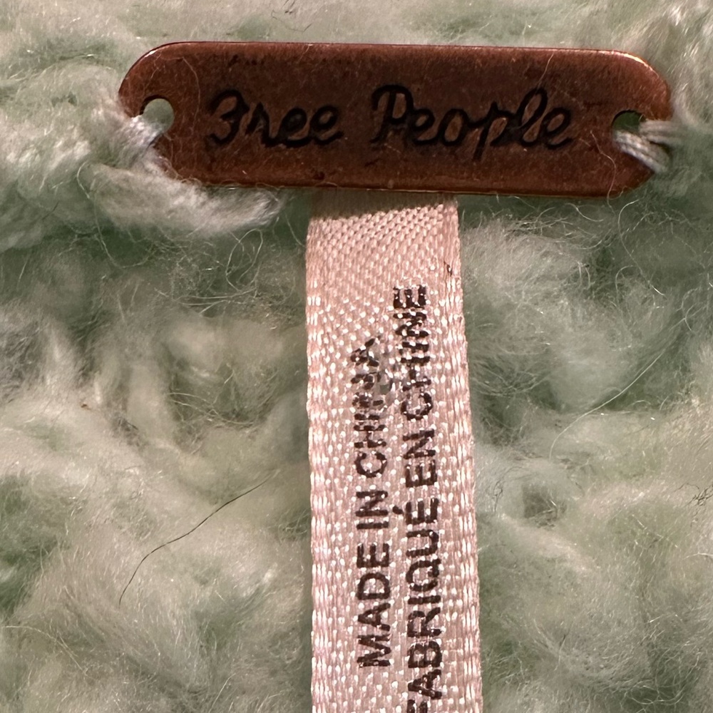 Free People Green V-Neck Sweater with Textured Knit - Picture 4 of 4